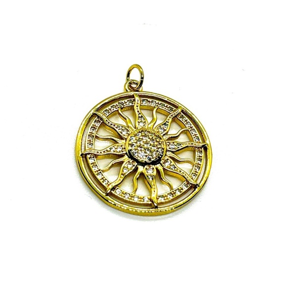 NWOT Stainless Steel Gold Plated Sunburst pendant/charm quarter Size - Picture 2 of 7